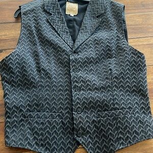 Wah Maker Frontier Clothing Vest Sz Large geometric pattern black gray